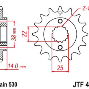 JT ZĘBATKA PRZEDNIA 497 15 DUCATI 750 F1 '87-88 (49715JT) (ŁAŃC. 530) NA ZAMÓWIENIE