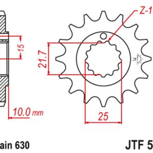 JT ZĘBATKA PRZEDNIA 518 15 KAWASAKI Z 900 A4 '76', Z 1000 '77-80' (51815JT) (ŁAŃC. 630)