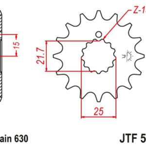 JT ZĘBATKA PRZEDNIA 518 16 KAWASAKI Z 650 /750 '79-'83 (51816JT) (ŁAŃC. 630) (+1)