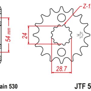 JT ZĘBATKA PRZEDNIA 526 15 KAWASAKI ZZR 1200/1400 (52615JT) (ŁAŃC. 530)