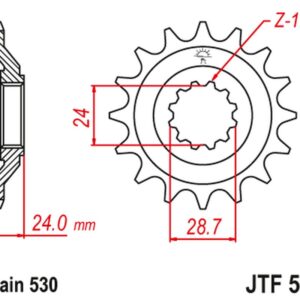JT ZĘBATKA PRZEDNIA 530 17 KAWASAKI ZZ-R 1100 '90-92'(JTF528.17JT) (ŁAŃC. 530)