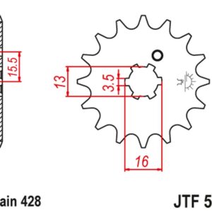 JT ZĘBATKA PRZEDNIA 542 13 YAMAHA DT 80 MX-S '83-84' (54213JT) (ŁAŃC. 428)