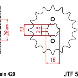 JT ZĘBATKA PRZEDNIA 547 13 YAMAHA RX 80 SE '82' (54713JT) (ŁAŃC. 420)