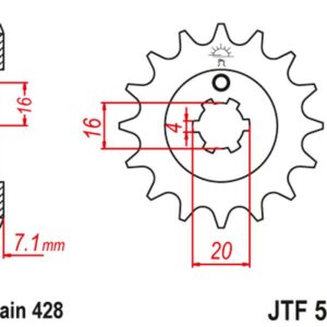 JT ZĘBATKA PRZEDNIA 555 13 YAMAHA DT 80 LC1/LC2 '83-'95, TZR 80 '92-'95 (55513JT) (ŁAŃC. 428)