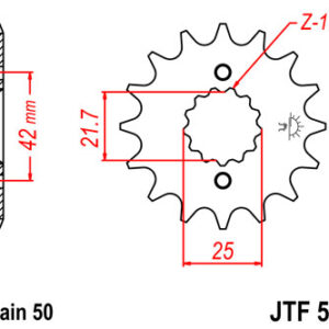 JT ZĘBATKA PRZEDNIA 566 17 SUZUKI GSXR 1000/1300, TL 1000 (ŁAŃC. 530) - - PATRZ 51317JT (JTF513.17)