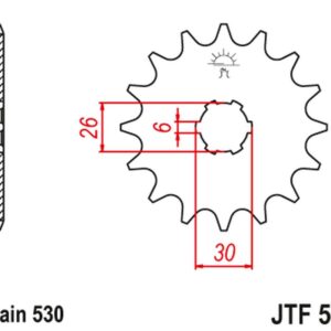 JT ZĘBATKA PRZEDNIA 568 18 YAMAHA XS 650 '75-'81, XS650 SE '78-'83 (56818JT) (ŁAŃC. 530)NA ZAMÓWIENIE