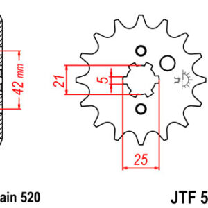 JT ZĘBATKA PRZEDNIA 572 16 YAMAHA XV 250 '89-'15, SR 250 '79-'96 (ŁAŃC. 520) - PATRZ 56916JT (JTF569.16)