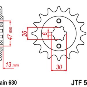 JT ZĘBATKA PRZEDNIA 574 16 YAMAHA XV 1000 '81-82', TR1 '81-85' (57416JT) (ŁAŃC. 630)