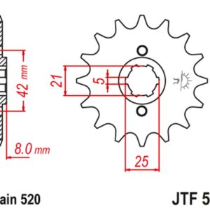 JT ZĘBATKA PRZEDNIA 575 13 YAMAHA XT 600 '83-'86, TT600, XT550 (57513JT) (ŁAŃC. 520)