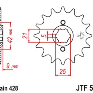 JT ZĘBATKA PRZEDNIA 576 19 YAMAHA XT 350 '85-00' (57619JT) (ŁAŃC. 428)