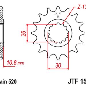 JT ZĘBATKA PRZEDNIA 579M 17 YAMAHA YZF R1 '98-21', FZ-1 '10-15' (579M17JT) (ŁAŃC. 520) KONWERSJA