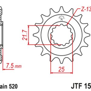 JT ZĘBATKA PRZEDNIA 585 14 KAWASAKI ZX-6R/RR '07-17, YAMAHA XTZ 750 '90-'98 (JTF1536.14)* (ŁAŃC. 520)