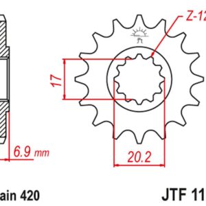 JT ZĘBATKA PRZEDNIA 600M15 SILNIK AM6 (JTF1120,15) (ŁAŃC. 420)