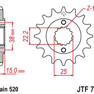 JT ZĘBATKA PRZEDNIA 7001 14 DUCATI 907 PASO SPORTS '90-'93 (700114JT) (ŁAŃC. 520)