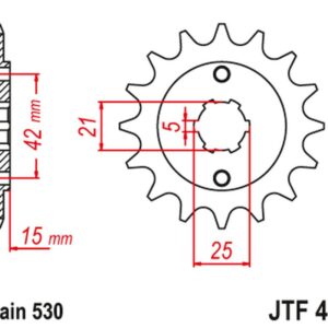 JT ZĘBATKA PRZEDNIA 7003 14 DUCATI 500/600 PANTAH SPORTS '80-84' (700314JT) (ŁAŃC. 530) NA ZAMÓWIENIE