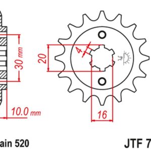 JT ZĘBATKA PRZEDNIA 720 13 CAGIVA 125 W8/FRECCIA/PLANET/MITO/RAPROR '85-10' (72013JT) (ŁAŃC.520)
