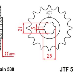 JT ZĘBATKA PRZEDNIA 722 16 CAGIVA 350 ALA ROSSA '83-84' KAWASAKI KH400/500 '72-77' (72216JT) (ŁAŃC. 530) NA ZAMÓWIENIE