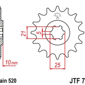 JT ZĘBATKA PRZEDNIA 726 16 CAGIVA 500/600 RIVER, CANYON W 16 (72616JT) (ŁAŃC. 520)