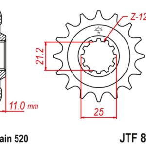 JT ZĘBATKA PRZEDNIA 727 12 HUSQVARNA CR/WR/TC/TE 125/250/300/310/410/510/610 (72712JT) (ŁAŃC. 520)