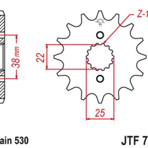 JT ZĘBATKA PRZEDNIA 728 15 CAGIVA 750 ELEFANT/INDIANA (72815JT) (ŁAŃC. 530)NA ZAMÓWIENIE