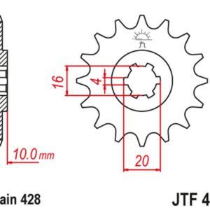 JT ZĘBATKA PRZEDNIA 799 16 SUZUKI GZ 125 '98-'11 (-1), GN 125, VL 125 INTRUDER (79916JT) (ŁAŃC. 428)