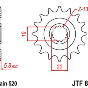 JT ZĘBATKA PRZEDNIA 825 13 HUSQVARNA TC/TE/TXC 250/310 '09-13' (82513JT) (ŁAŃC. 520)