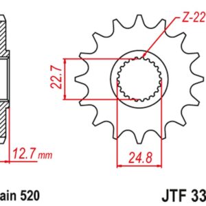 JT ZĘBATKA PRZEDNIA POLARIS 250/300/350/400/425 '89-99' (ŁAŃC. 520) NA ZAMÓWIENIE