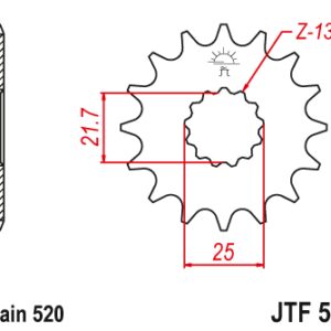 JT ZĘBATKA PRZEDNIA Z GUMĄ 565 14 YAMAHA YZF/WRF 400/426/450, CF MOTO 400 '19-, 650 GT/NK '21-'23 (56514JTS) (ŁAŃC. 520) YFZ 450 '04-'13 - ZAMÓWIĆ