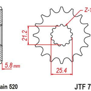 JT ZĘBATKA PRZEDNIA Z GUMĄ CF MOTO MT 450 24-26, BENELLI TRK 702 / X EURO 5 '23-'24, (ŁAŃC. 520)