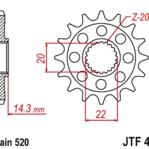 JT ZĘBATKA PRZEDNIA Z GUMĄ BMW G 310 GS / R '16-'24 (STD. -1) (JTF406,15RB) (ŁAŃC. 520)