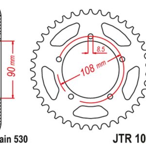 JT ZĘBATKA TYLNA 1022 42 DUCATI 500 DESMO/ SL '79-84'; 750 F1 '85-88'; 900 S2 '83-85' CAGIVA 350/650 ALAZZURRA SPORTS '85-88' (102242JT) (ŁAŃC. 530) NA ZAMÓWIENIE