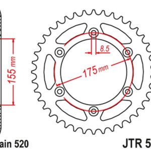 JT ZĘBATKA TYLNA 1503 50 HUSQVARNA 125/250 WRK '88-89', CAGIVA 125/250 WMX '85-88' (150350JT) (ŁAŃC.520)