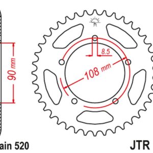JT ZĘBATKA TYLNA 1515 39 MUZ 660 SCORPION '95-02', APRILIA 125 TUAREG '87' (151539JT) (ŁAŃC.520)