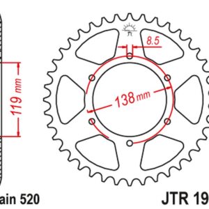 JT ZĘBATKA TYLNA 213 48 HUSABERG FC/FE/MX 350/400/499/501/600 '92-99' (21348JT) (ŁAŃC520)