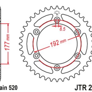 JT ZĘBATKA TYLNA 223 53 HUSQVARNA WR 250 '83-84, WR/CR 250 '80, WR 350 '81-88, WR/CR 400 '81-89, CR 400/430 '81-83 (22353JT) (ŁAŃC. 520)