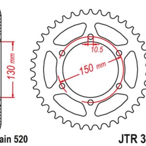 JT ZĘBATKA TYLNA 236 46 HONDA NX 650 '95-'01, YAMAHA XJ 6 '09-'15 (23646JTZBK) (ŁAŃC. 520) - PATRZ RÓWNIEŻ 430946 (23646JTZBK) KOLOR CZARNY