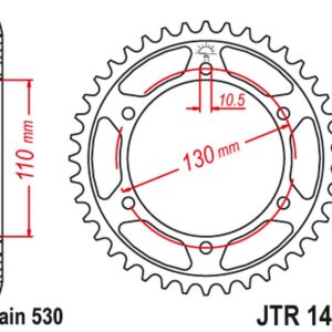 JT ZĘBATKA TYLNA 241 47 YAMAHA YZF-R1 1000 '09-14' (24147JT) (ŁAŃC.530) (CZARNA)
