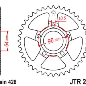 JT ZĘBATKA TYLNA 242 53 HONDA XL 125 R '82-87' (24253JT) (ŁAŃC. 428)