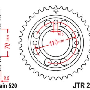 JT ZĘBATKA TYLNA 247 41 HONDA CB/CBX 250 '78-84', CB 400 N/T '81-83' (24741JT) (ŁAŃC.520)