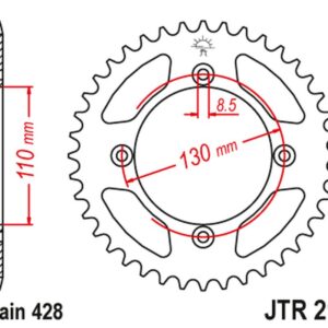 JT ZĘBATKA TYLNA 249 55 HONDA CR80 '86-02', CR85 '03-07' (24955JT) (ŁAŃC.428)