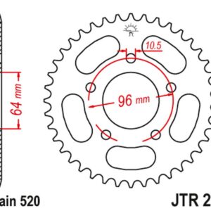 JT ZĘBATKA TYLNA 254 50 HONDA CBF 250 '04-'07 (25450JT) (ŁAŃC. 520)