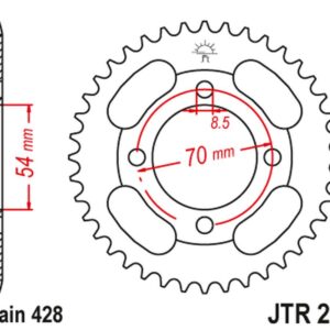 JT ZĘBATKA TYLNA 263 42 HONDA CT 100 '86-94'; PEUGEOT 110 VOX '13', KYMCO 110/125/150 (26342JT) (ŁAŃC.428) NA ZAMÓWIENIE
