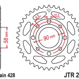 JT ZĘBATKA TYLNA 269 46 HONDA CG 125 '02-'05, CM 125 '82-'97, CB 125T '82-'88, DAELIM VC 125 '96-'99 (26946JT) (ŁAŃC. 428)