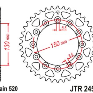 JT ZĘBATKA TYLNA 270 42 YAMAHA YZ/YZF/WRF '99-'24 (27042JT) (JTR245/2.42) (ŁAŃC. 520)