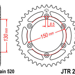JT ZĘBATKA TYLNA 270 43 HONDA XL 500R '82 (J27043JT) (ŁAŃC. 520)