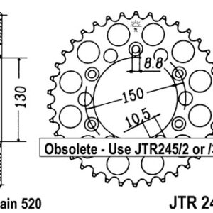 JT ZĘBATKA TYLNA 270 44 HONDA XL 250 R '82-'83 (MD03) (27044JT) (ŁAŃC. 520)