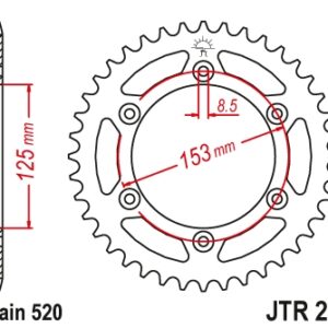 JT ZĘBATKA TYLNA 289 45 HONDA CR/CRF '83-'25 ULTRALIGHT SAMOOCZYSZCZAJĄCA (28945JTSC) (ŁAŃC. 520)