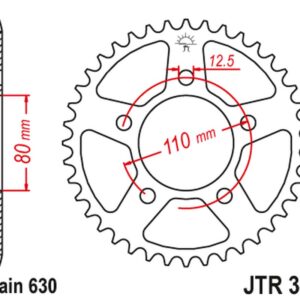 JT ZĘBATKA TYLNA 336 34 HONDA CBX 1000 '78-79' (SC03) (33634JT) (ŁAŃC.630) NA ZAMÓWIENIE