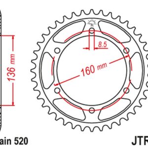 JT ZĘBATKA TYLNA 3552 44 BMW F 650, APRILIA PEGASO 650 '07-'09 (355244JT) (ŁAŃC. 520)