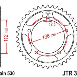 JT ZĘBATKA TYLNA 408 44 HONDA CBR 1100 XX '97-'07 (SC35) (40844JT) (ŁAŃC. 530) CZARNA